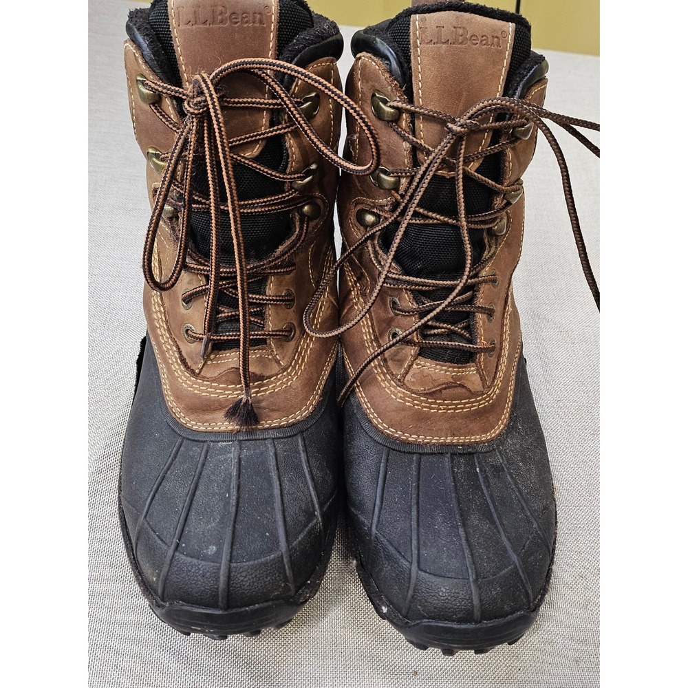 LL Bean Storm Chaser Boots Mens 10 Brown Waterproof Leather Duck Winter 0WR96 04